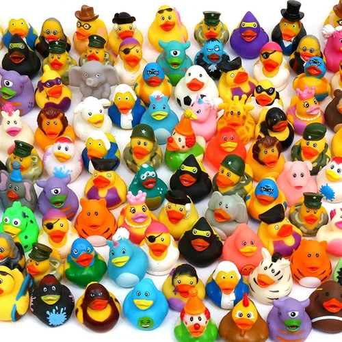 Miniatura 7 de XY-WQ Paquete de 100 patos de goma para Jeeps Ducking, pato flotante a granel de 2.3 pulgadas para niños, surtido de juguetes de baño para bebés