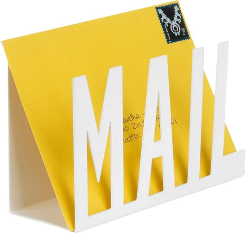 Miniatura 9 de MyGift Organizador de correo para encimera, moderno, de metal, negro, con diseño de letras de correo recortado, sobre de escritorio de oficina