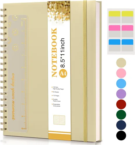 Miniatura 14 de Lined Spiral Notebook Journal 8.5” x 11”, A4 Large Notebooks for Women Men, College Ruled Journal, 100 GSM Paper, Plastic Hardcover Spiral Bound