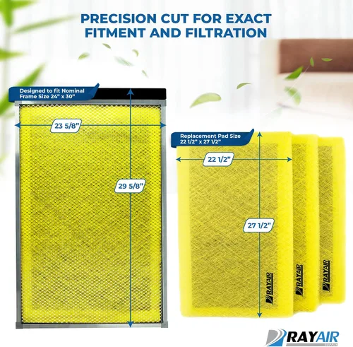 Miniatura 2 de RAYAIR SUPPLY Almohadillas de filtro de repuesto de 24x30 diseñadas para adaptarse a filtros de aire MicroPower Guard 24x30 (paquete de 3) amarillo