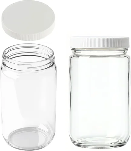 Miniatura 8 de JARMING COLLECTIONS Tarro de almacenamiento de vidrio de boca extra ancha de 32 onzas con tapa de plástico sin BPA – Tarro Mason hermético