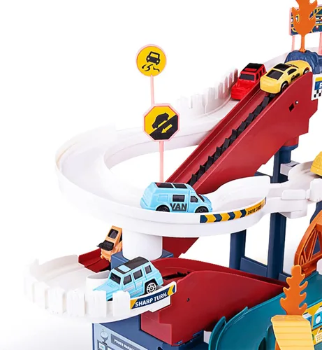 Miniatura 4 de Pista de Rampa para Autos de Juguete Dinosaurio Escalando Colinas Vagón de Tren Vehículos Coloridos Juego de Construcción con 12 Mini Autos