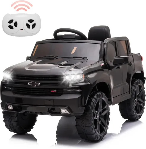 Vehículo de 12 V con control remoto, funciona con pilas, con licencia Chevrolet Silverado GMC Kids Ride On Camión, vehículos eléctricos para niños