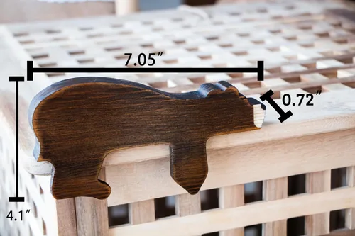 Miniatura 6 de Decoración de puerta (madera, lado izquierdo), adorable adorno de puerta con forma de oso, decoración de madera hecha a mano para un toque rústico