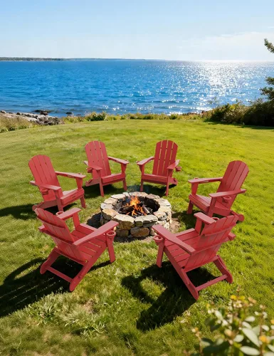 Miniatura 32 de Silla Adirondack Plegable, Sillas Adirondack de Plástico con Textura de Madera con 2 Portavasos, Silla para Hoguera de HDPE Resistente a
