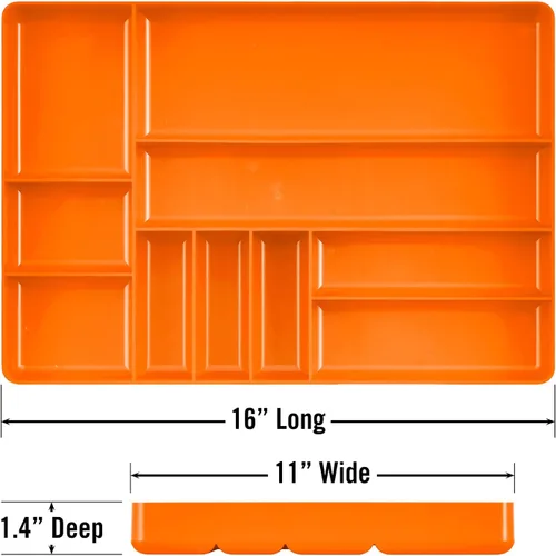 Miniatura 7 de Bandeja organizadora para herramientas de garaje Ernst Manufacturing, naranja, 10 compartimentos