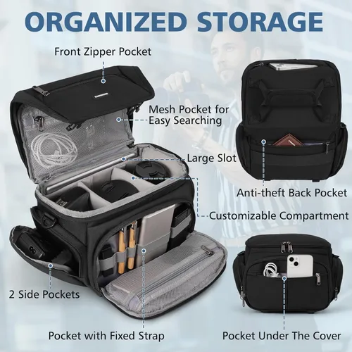 Miniatura 3 de RAINSMORE - Bolsa para cámara, bandolera impermeable para cámaras DSLR/SLR/sin espejo para fotógrafos, maletín pequeño con soporte para trípode