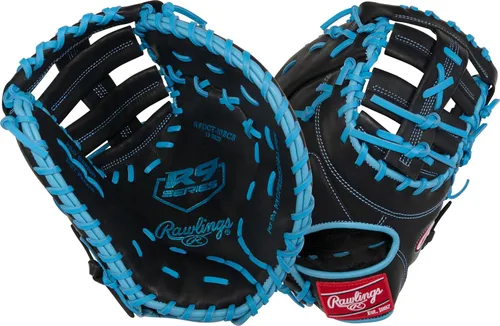 Miniatura 12 de Rawlings Guantes de béisbol de la serie R9 Tamaños 11.5 a 13 pulgadas Múltiples estilos Pro H-Web Negro/Oro