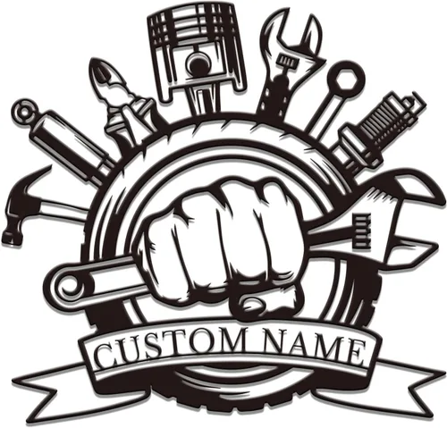 Letrero de metal personalizado para garaje, arte de pared de taller personalizado, decoración mecánica para hombres, día del padre para los amantes