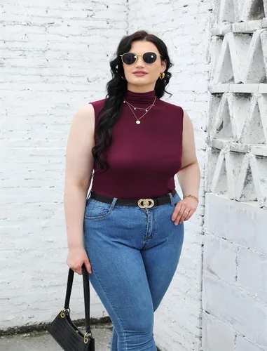 Miniatura 4 de Nasperee Camiseta sin mangas de manga larga para mujer, cuello alto, ajustada, elástica, para mujer