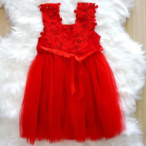Miniatura 3 de BGFKS Vestido de encaje de flores para bebé, elegante, vestido de tul para boda, fiesta de cumpleaños.