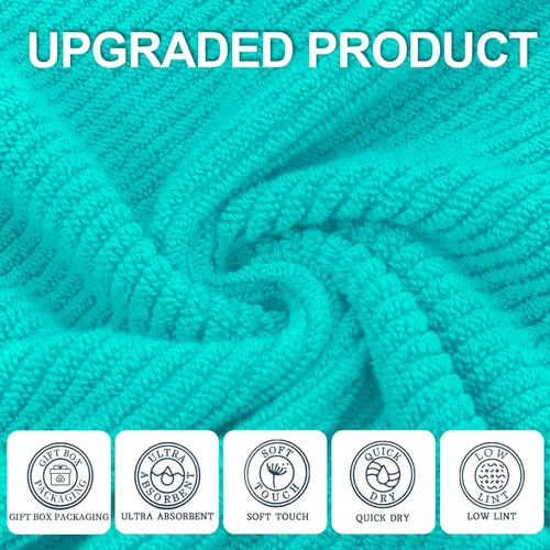Miniatura 51 de VOOVA & MOVAS Toallas de mano blancas - 100% algodón Ligeras Gruesas Secado rápido Suaves Absorbentes, paquete de 4 piezas grandes de 18