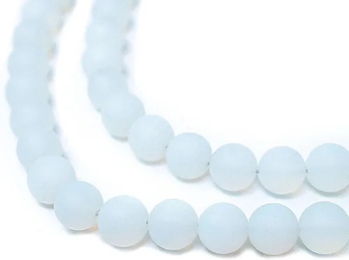 Miniatura 64 de The Bead Chest Cuentas de Jade Blanco Mate Redondas (8mm): Piedra Preciosa Orgánica Redonda Esférica de Energía con Poder de Sanación para Hacer