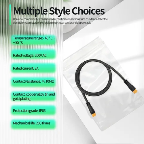 Miniatura 7 de Cable de extensión Ebike de 2/3/4/5/6 pines, enchufe impermeable hembra a macho para bicicleta eléctrica, motocicleta de transmisión media, kit
