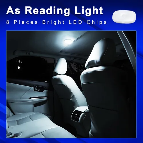 Miniatura 2 de Luz LED de cúpula para coche, batería recargable, inalámbrica, magnética, techo interior, luz de lectura para decoración interior del coche, 7
