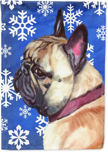Miniatura 36 de Caroline's Treasures SC9374GF Bulldog English Snow flakes Holiday Garden Flag Buzón Bandera decorativa para patio exterior, patio, obras de arte