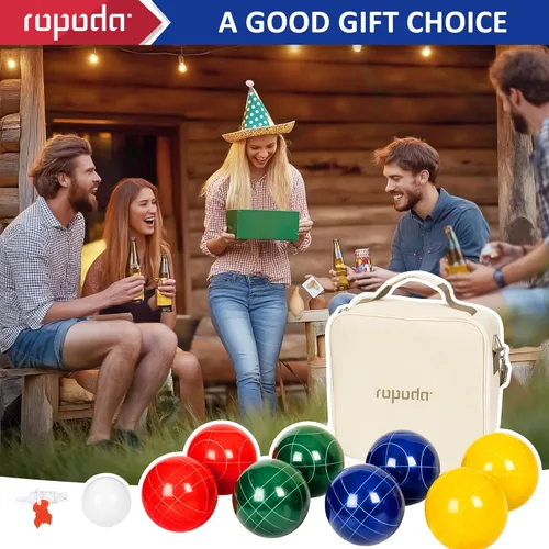 Miniatura 8 de ropoda Juego de bolas de bochas de 4.213 in, tamaño y peso regulables con 8 bolas de resina, bolas de resina para competencia de torneos