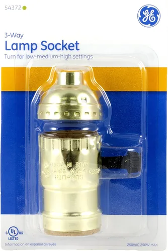 Miniatura 2 de Power Gear Enchufe de lámpara de 3 vías, base media, giro para ajustes de luz baja-media-alta, para lámparas de pie y de mesa, proyecto