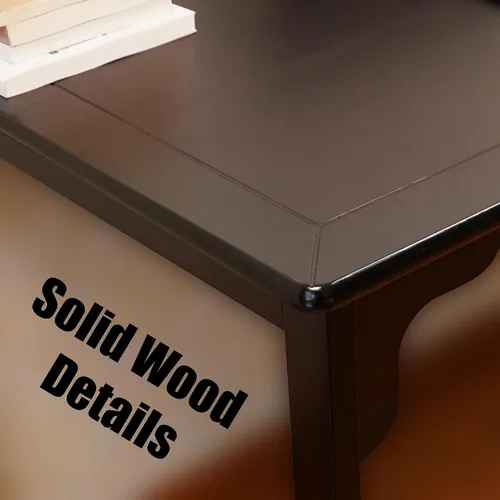 Miniatura 5 de Escritorio de madera maciza con cajón, escritorio de madera para oficina en casa para el trabajo, escritorio de computadora para estudiantes