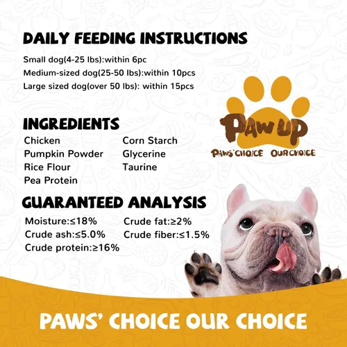 Miniatura 8 de PAWUP Dog Treats - Galletas de calabaza envueltas en pollo, sin cuero crudo con taurina, golosinas de entrenamiento masticables bajas en grasa, 12.5