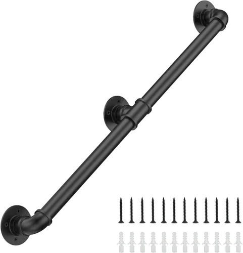 Miniatura 16 de Barandilla Industrial de 1 Pie para Escaleras con Montaje en Pared, Pasamanos de Escalera con Tubo de φ1.3" para Escalones, Barra de Agarre