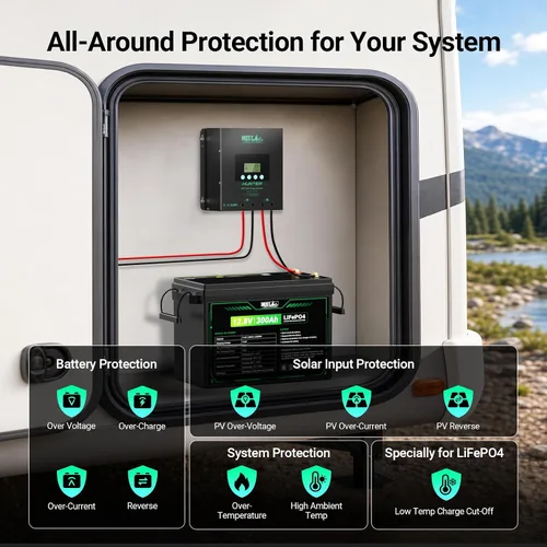 Miniatura 4 de HQST Controlador de carga solar MPPT de 60 A, auto de 12 V/24 V/36 V/48 V, entrada fotovoltaica máxima de 150 V, aplicación Bluetooth inteligente