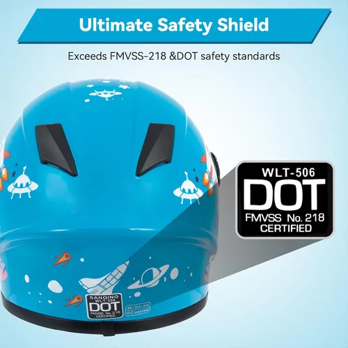 Miniatura 3 de Casco de motocicleta para niños, casco de cara completa para jóvenes, casco ligero aprobado por DOT para motocross, ATV, todoterreno, cascos
