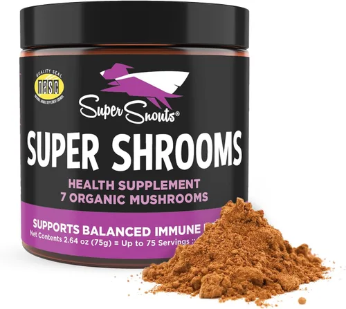 Super Snouts Super Shrooms - Suplemento de apoyo inmunológico de hongos para perros y gatos, 2.64 onzas, fabricado en Estados Unidos, orgánico sin