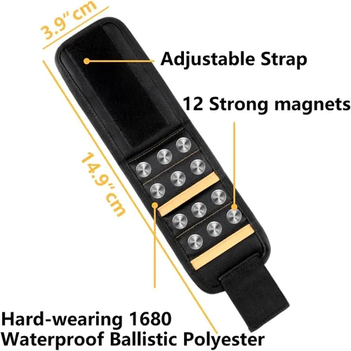 Miniatura 4 de Pulsera magnética Golilyfine para sujetar tornillos, clavos y herramientas, imanes fuertes, roja