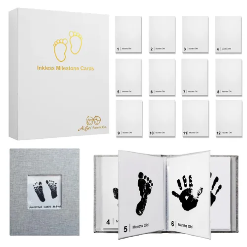 Miniatura 10 de Tarjetas de hitos sin tinta para bebé, kit de fundición a mano, kit de huellas de manos y huellas de tinta para perros o gatos, kit de huellas
