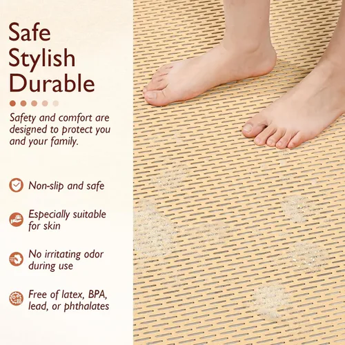 Miniatura 4 de Alfombrilla de ducha extra grande antideslizante, alfombrilla de baño de PVC de secado rápido y para bañera, diseño con agujeros de drenaje