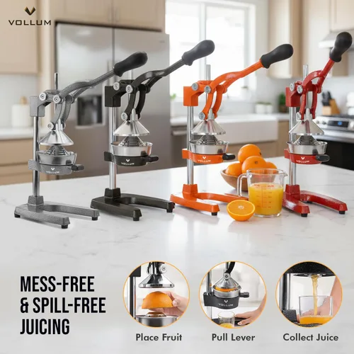 Miniatura 7 de Vollum Exprimidor manual de cítricos, exprimidor de cítricos de grado comercial, exprimidor de jugo de naranja para naranjas, limones, limas, acero