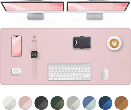 Miniatura 54 de Tapete protector para escritorio y mouse, antideslizante, de piel sintética, tapete impermeable de escritura para laptop, para oficina y hogar