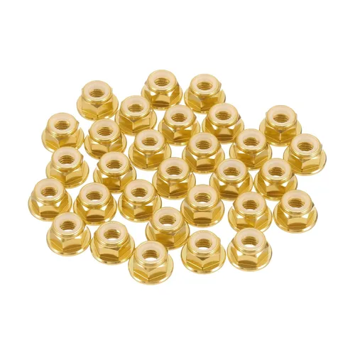 Miniatura 31 de MECCANIXITY 30 piezas de tuercas de bloqueo de aleación de aluminio M3 con paso de 0.5 mm, tuercas hexagonales con brida de nylon con rosca serrada