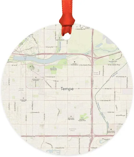 Miniatura 30 de Andaz Press Mapa de la ciudad de Estados Unidos redondo de madera natural MDF ornamento de Navidad, Akron, Ohio Vintage Mapa, 1 paquete, larga