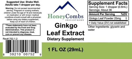 Miniatura 2 de HoneyCombs Gotas líquidas de ginkgo biloba – Suplemento de ginkgo apoyo cerebral enfoque de memoria claridad cognitiva – Extracto de hierbas tintura