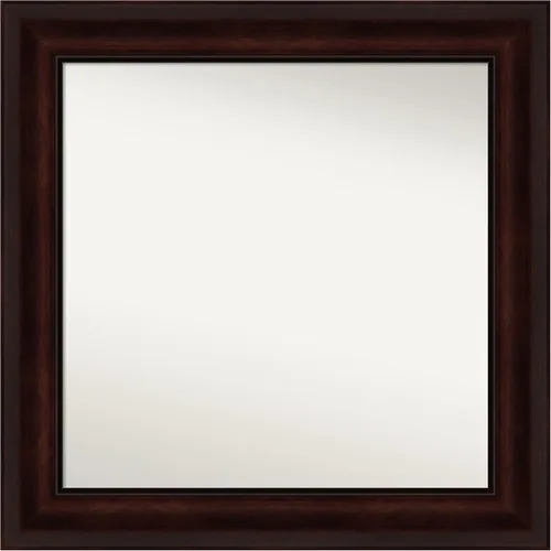 Amanti Art Espejo de baño marrón para sobre el fregadero, 25 x 25 pulgadas, espejo cuadrado marrón de grano de café, marco de madera casual medio,