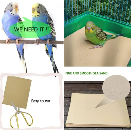 Miniatura 6 de Firdnyohs 25 piezas de papel de grava para jaula de pájaros, 11 x 17 pulgadas, papel de grava especial para jaula de pájaros en arena marina. Ideal