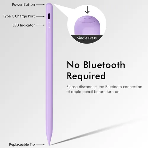 Miniatura 8 de Lápiz óptico para iPad, carga rápida de 13 minutos para Apple iPad Pencil con rechazo de palma, compatible iPad Air 3/4/5/6 2018-2024, iPad Mini