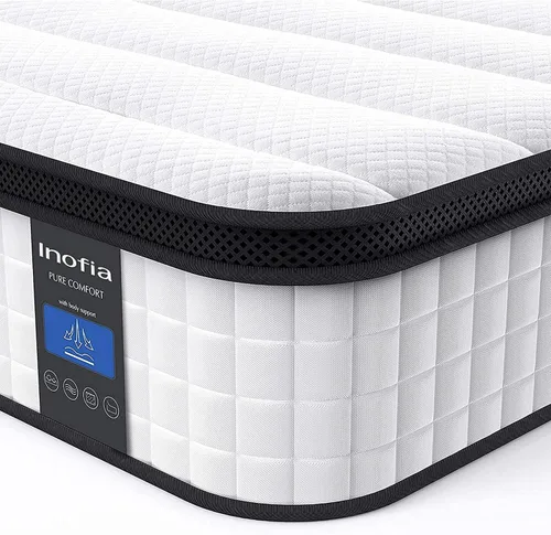 Miniatura 15 de Colchón Individual Inofia, Colchón Individual Híbrido de Resortes Interiores de 10 Pulgadas, Cama Individual Fresca con Soporte y Alivio de Presión