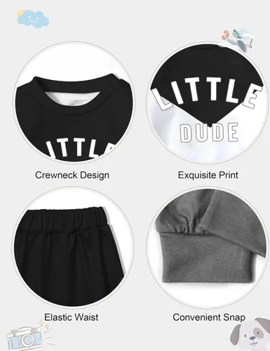 Miniatura 6 de Baby Boy Clothes Color Block Oversized Sweatshirt Romper + Pants Fall Winter Infant Baby Outfits Sets