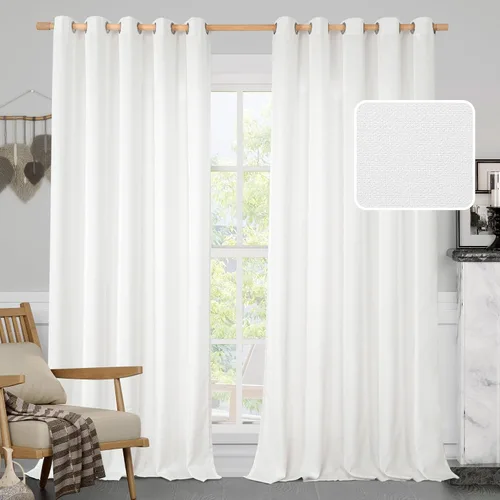 Miniatura 41 de LAMIT Cortinas de Lino Blancas Semitransparentes para Dormitorio, Paneles Filtrantes de Luz, Cortinas de Lino con Ojales de Protección de Privacidad