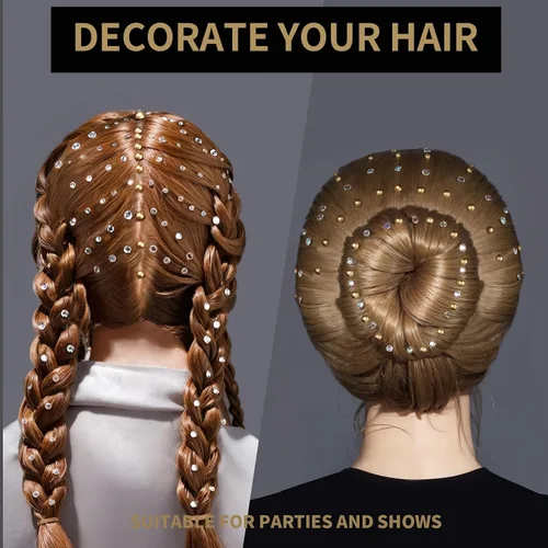 Miniatura 6 de Teenitor Gemas y perlas para el cabello para manualidades y maquillaje, 2582 perlas doradas en tamaños de 3/4/5/6/0.315 in