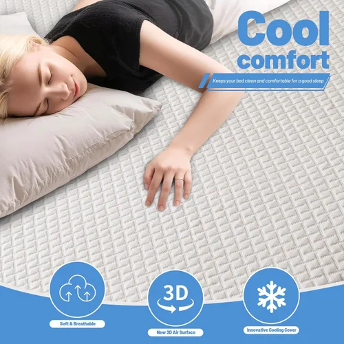 Miniatura 2 de Protector de colchón de bambú de alta calidad, tamaño individual, impermeable y ultrasuave, transpirable, sin ruido, lavable, para mayor comodidad