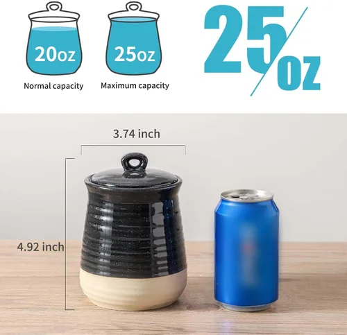 Miniatura 2 de Ceramic Food Storage Jars,25 Oz Porcelain Kitchen Canisters with Airtight Lids Set of 3,Flour Containers for Countertop,Farmhouse Decor Serving