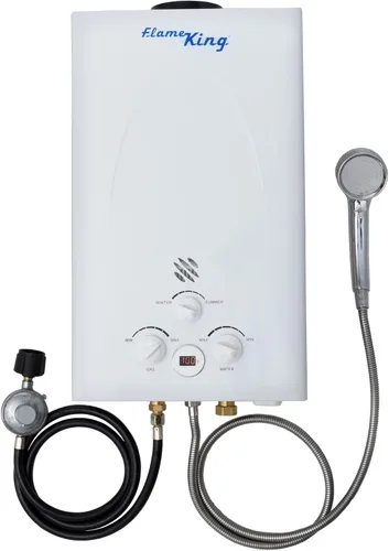 Miniatura 14 de Flame King YSNAZ132 - Calentador de agua portátil sin tanque de gas propano 5L 1.32GPM a 34,000 BTU, ducha instantánea de agua caliente al aire