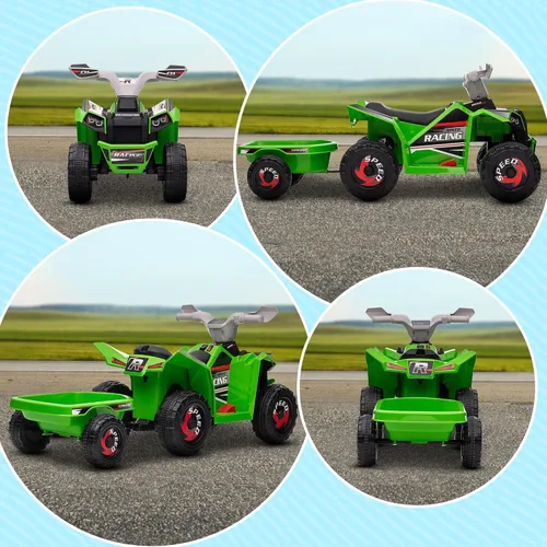 Miniatura 8 de Aosom Coche ATV Cuatriciclo para Niños con Remolque Trasero, Coche Eléctrico de Paseo de 6V con Función de Avance y Retroceso, Ruedas Resistentes al