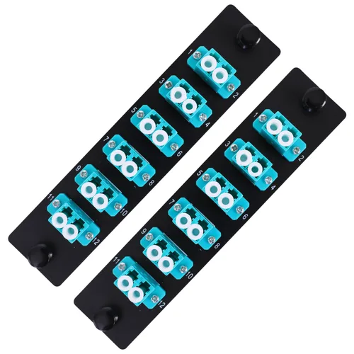 Miniatura 11 de 6 adaptadores LC dúplex de 12 núcleos LC huella LGX OM3 panel de conexión de fibra cargado 12 puertos de fibra acopladores - LC UPC azul compatible