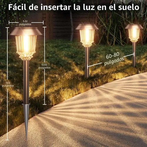 Miniatura 3 de XMCOSY+ Luces solares impermeables para exteriores, paquete de 4 luces solares para exteriores, 10-40 LM regulables, luces solares de cristal LED