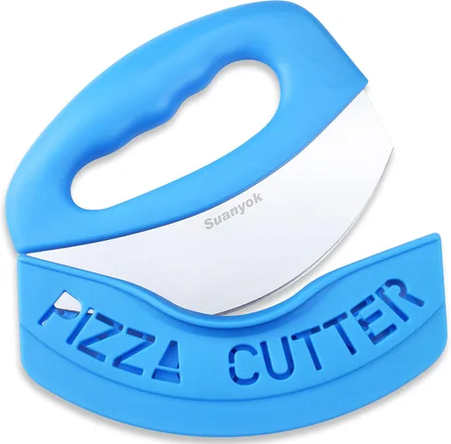 Miniatura 12 de Suanyok Cortador de pizza premium con rueda y picador de alimentos - Cuchillo de pizza multifunción con cuchilla superafilada de acero inoxidable